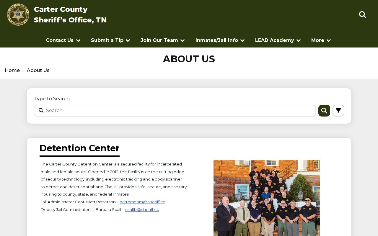 Carter County Detention Center release records contacts